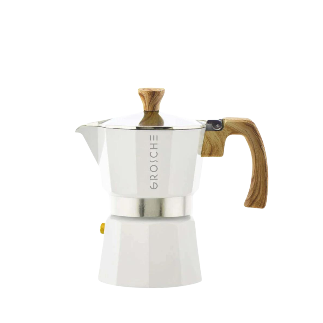 MILANO Stovetop Espresso Maker, Moka Pot - 3 Cup White