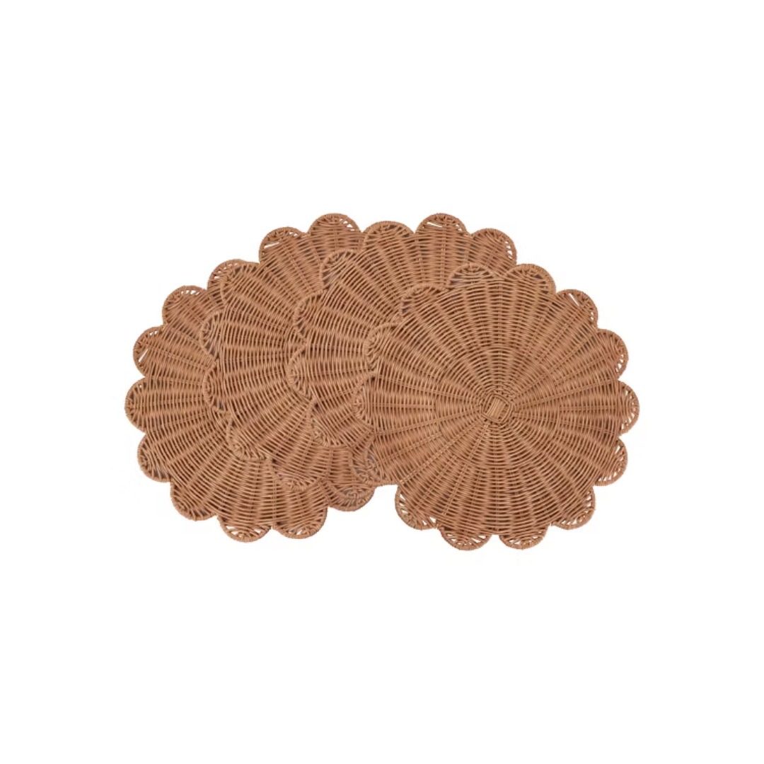 Scalloped Rattan Placemat Set Of 4