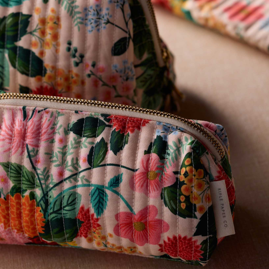 Dahlia Quilted Small Cosmetic Pouch