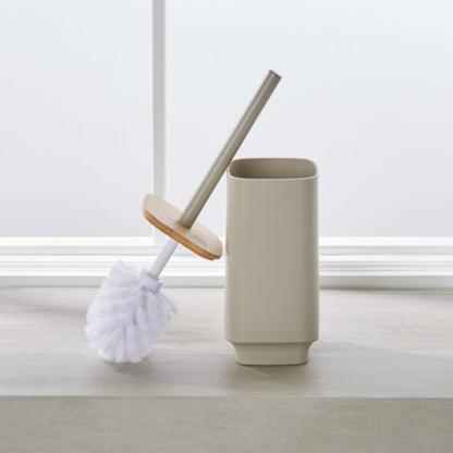 N&T Aspen Toilet Brush pp W/Bamboo Taupe