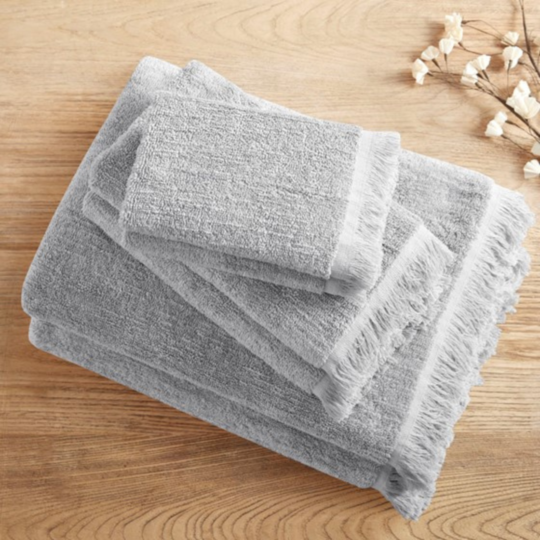 Nova Cotton Dobby Slub 6 Piece Towel Set - Grey