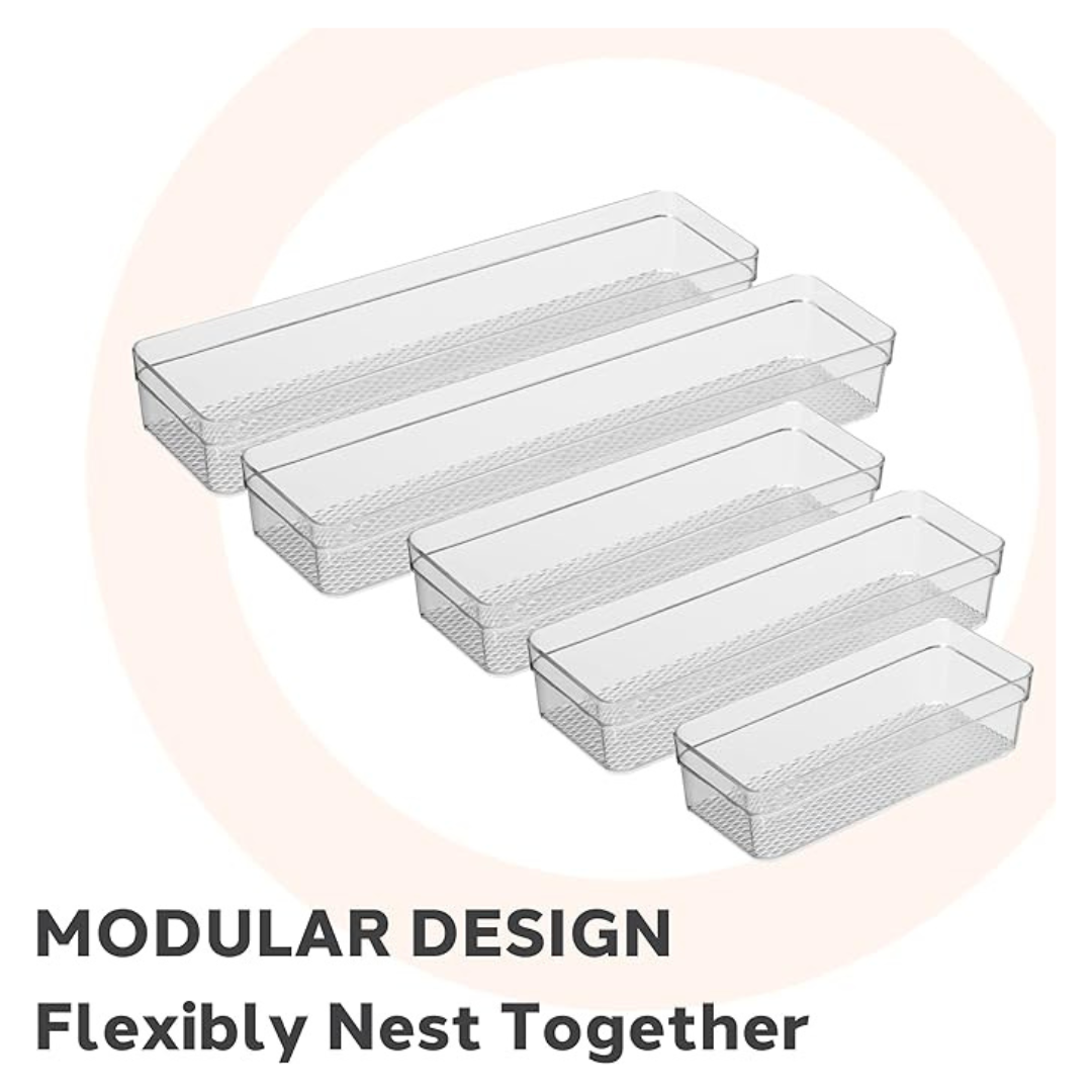 Set of 5 Clear Drawer Organizers