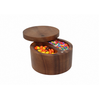 Acacia Divided Salt Box with Swivel Cover