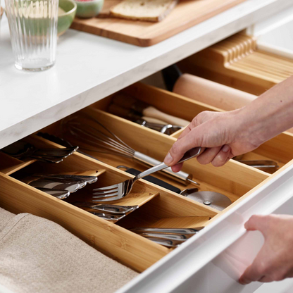 DrawerStore™ Bamboo Cutlery, Utensil & Gadget Organizer