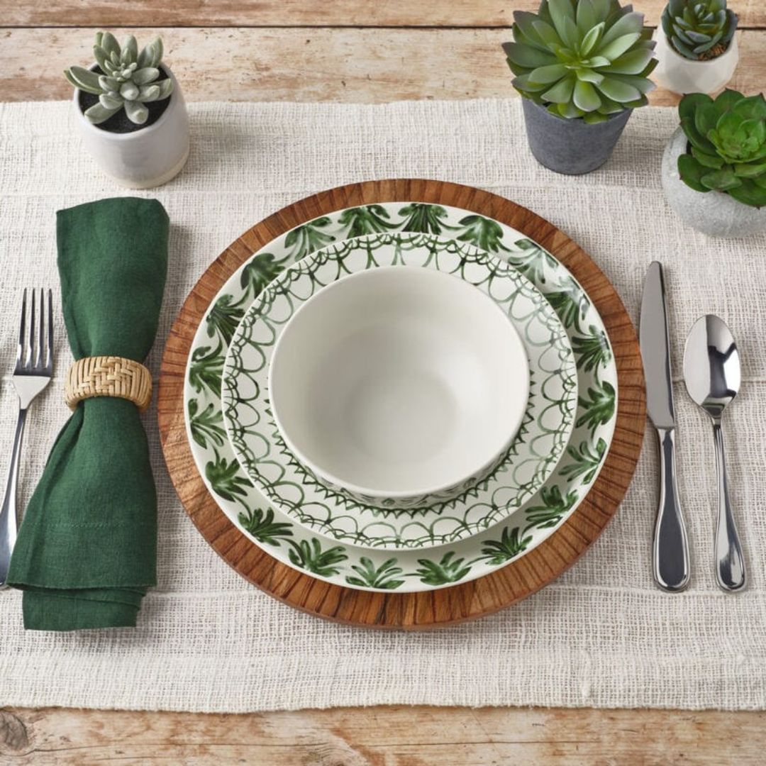 Sicily Green 12 Piece Dinnerware Set, Service for 4