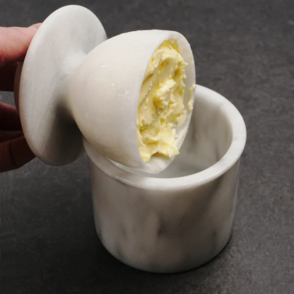 White Marble Butter Pot