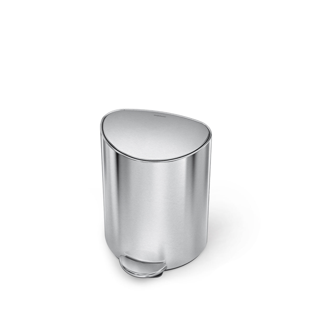 6L Semi-Round Step Can, Brushed Stainless Steel