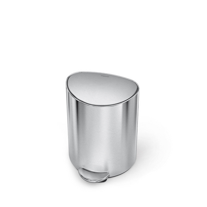 6L Semi-Round Step Can, Brushed Stainless Steel