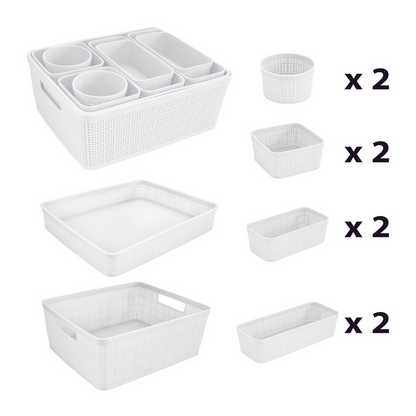 N&T 10pc Weave Organizer Basket Set Plastic White