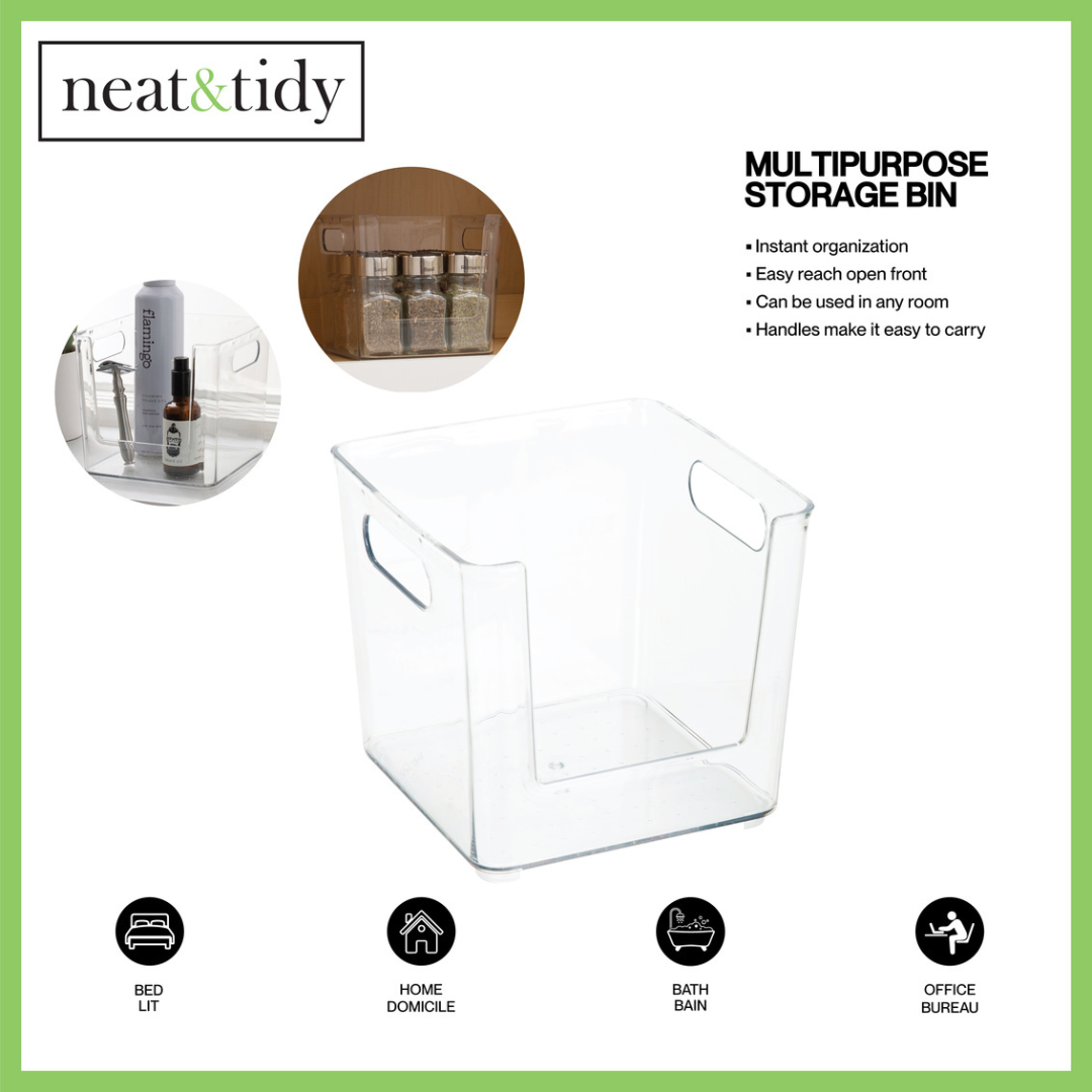 N&T Square Open Front Storage Bin 255g PET Clear