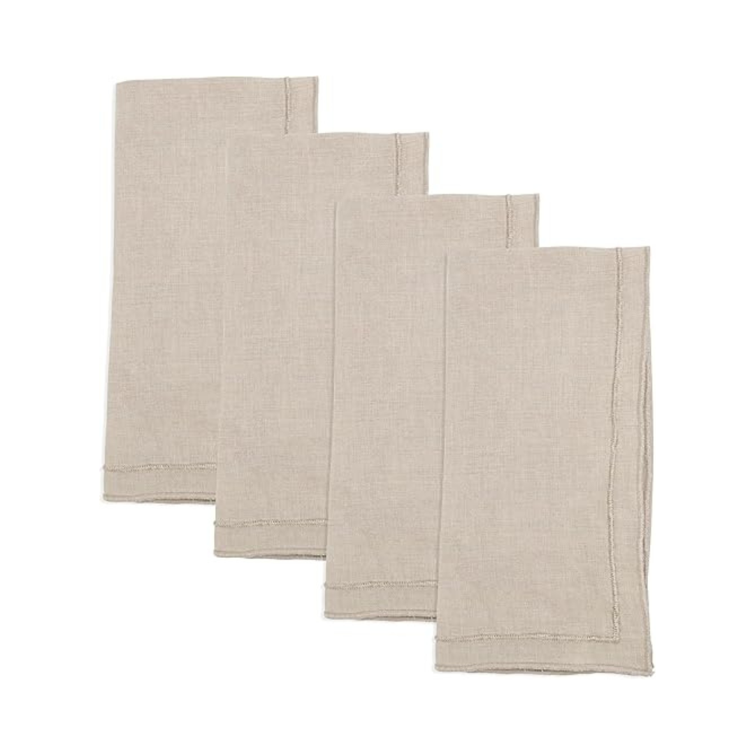 Stonewashed Overlock Border Napkin Set Of 4