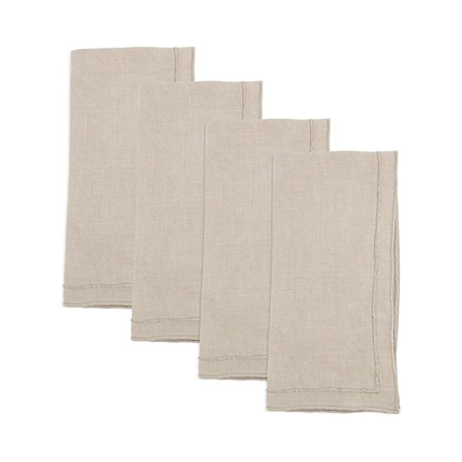 Stonewashed Overlock Border Napkin Set Of 4