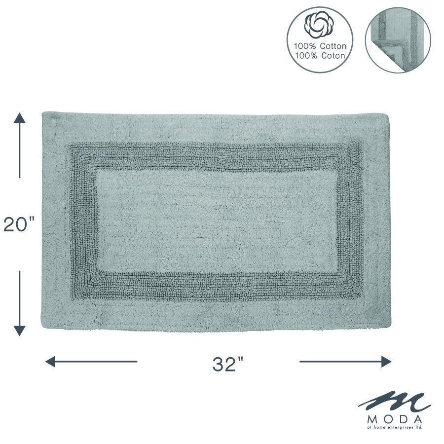 Serenity Bath Mat Reversible 100% Cotton Tufted Grey 20" X 32"