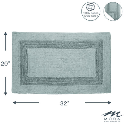 Serenity Bath Mat Reversible 100% Cotton Tufted Grey 20" X 32"