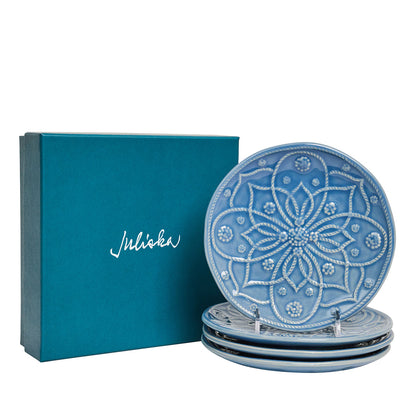 Jardins du Monde Side/Cocktail Plate Assorted Set/4 - Chambray