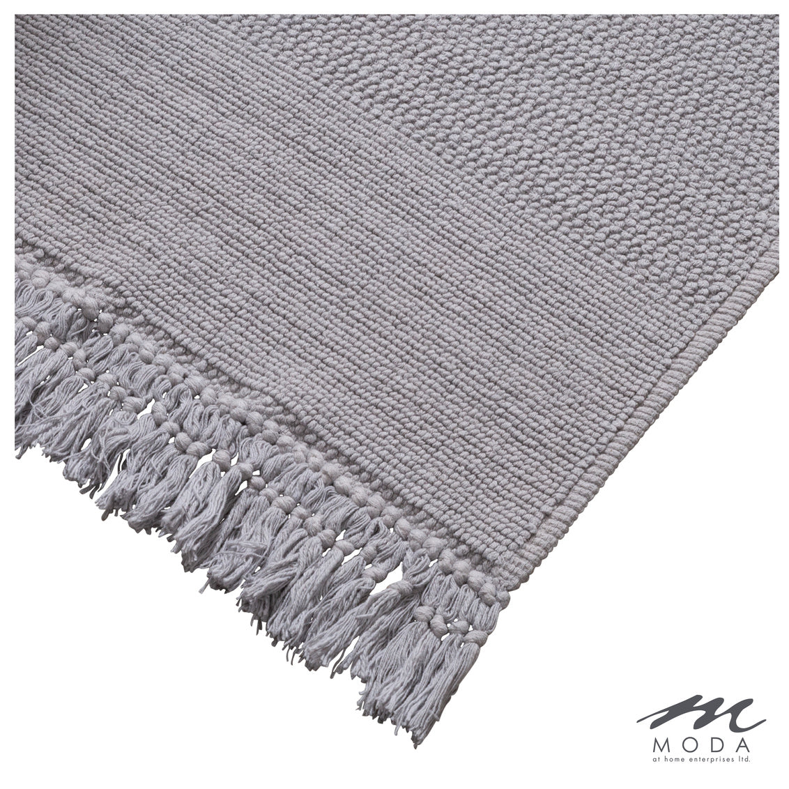 Carlaw Bath Mat Tasseled 100% Cotton Light Grey 21"X 34"