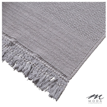 Carlaw Bath Mat Tasseled 100% Cotton Light Grey 21"X 34"