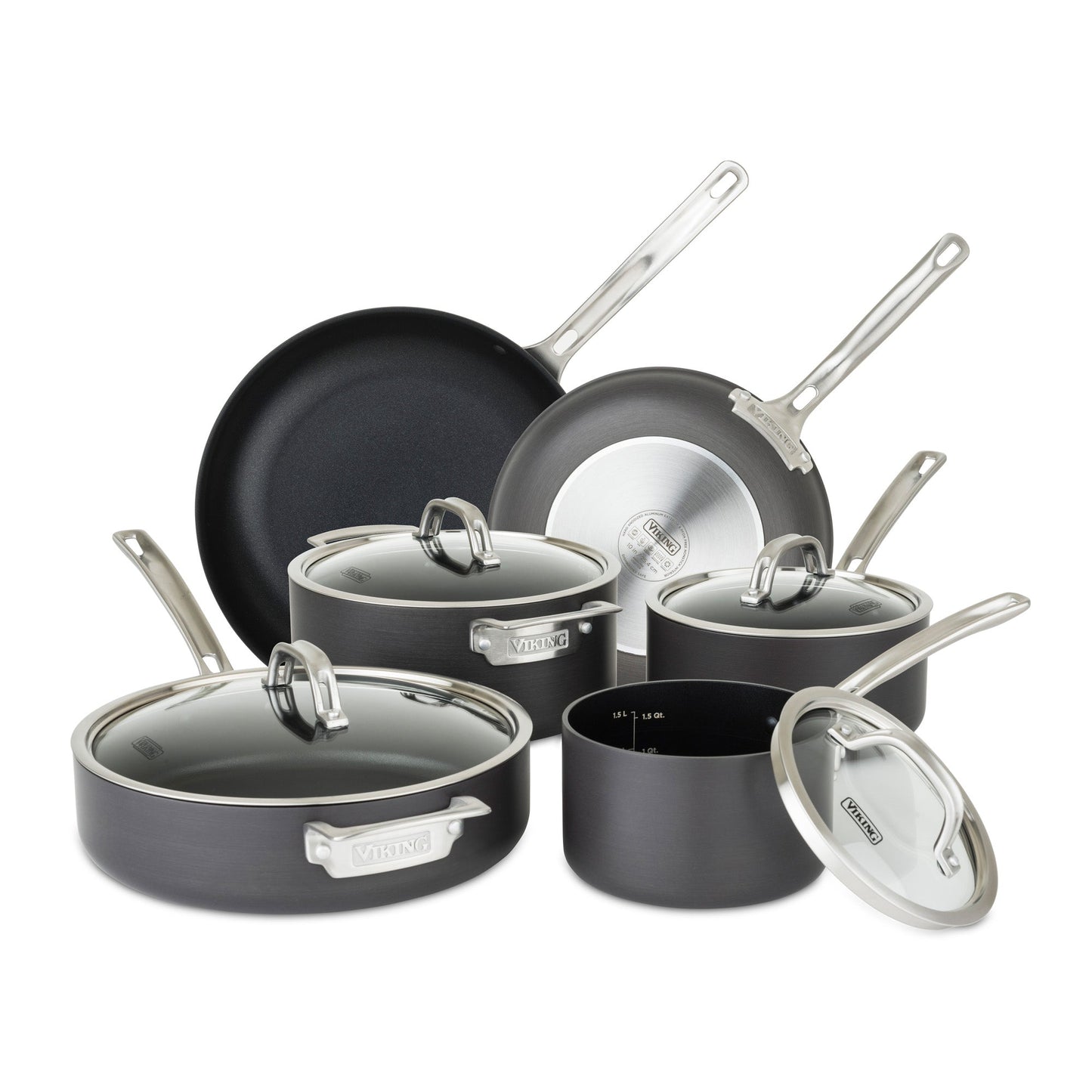 Hard Anodized Nonstick 10-Piece Cookware Set with Glass Lids