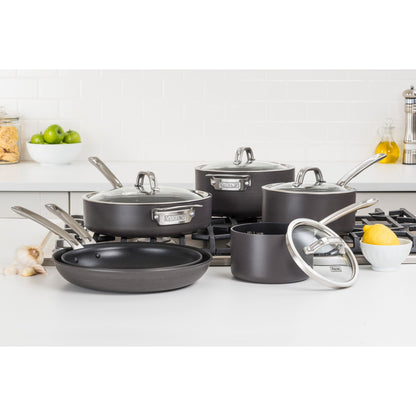 Hard Anodized Nonstick 10-Piece Cookware Set with Glass Lids