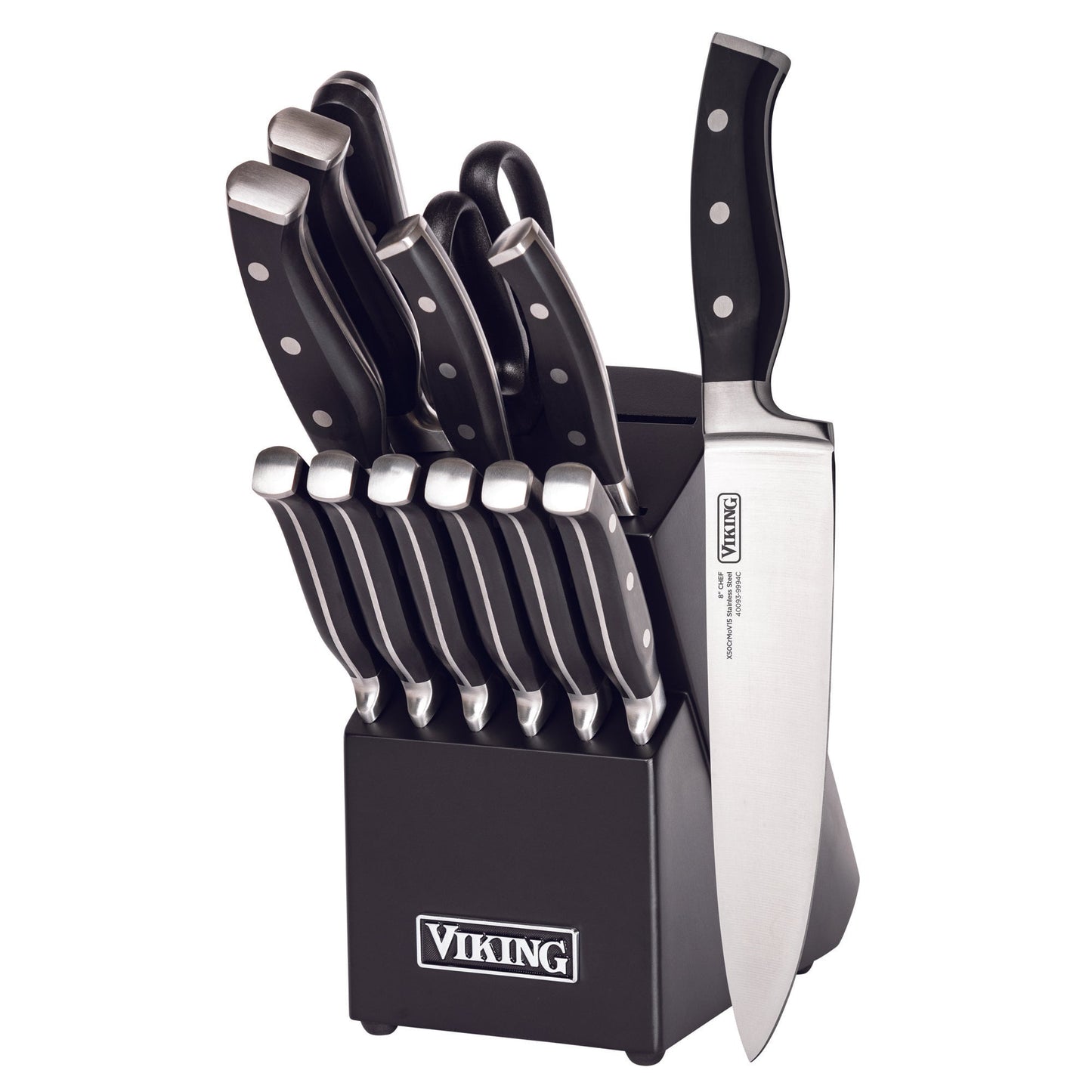 14-Piece Steel Cutlery Set with Black Block
