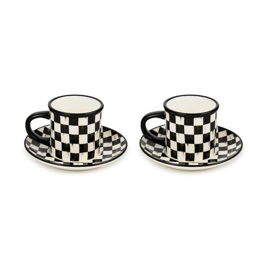 Courtly Check Espresso Cup & Saucer, Set of 2