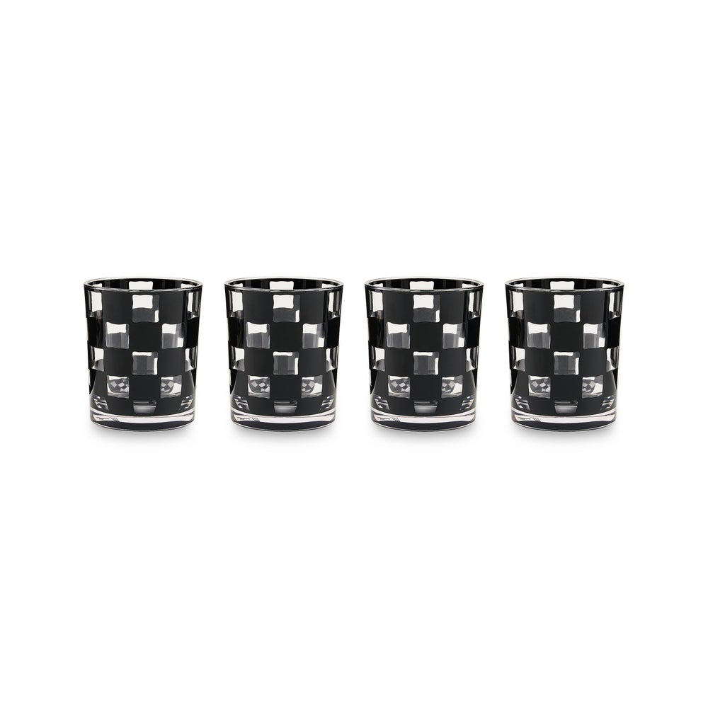 Black Check Acrylic Tumblers, Set of 4