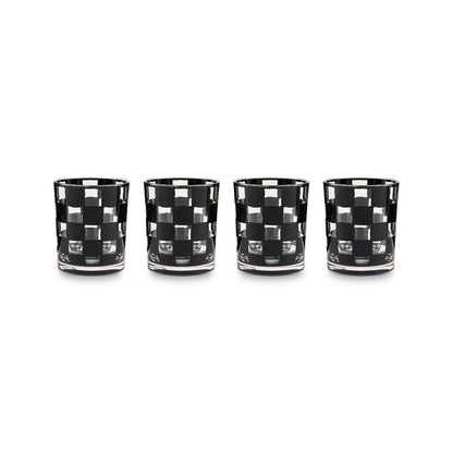 Black Check Acrylic Tumblers, Set of 4
