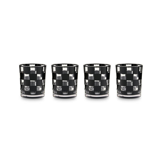 Black Check Acrylic Tumblers, Set of 4