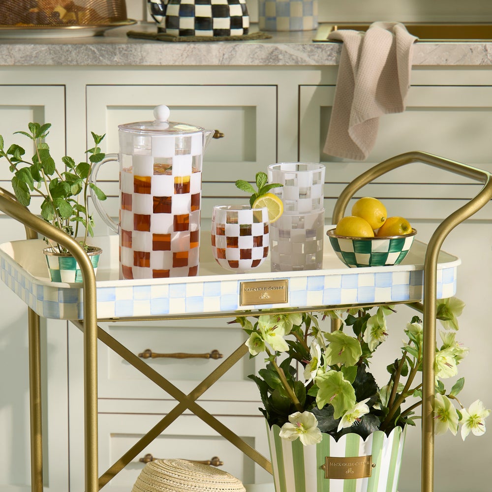 White Check Acrylic Water Goblets, Set of 4