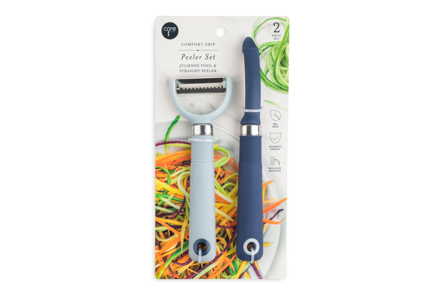 2Pc Comfort Grip Straight Peeler And Julienne Tool Set