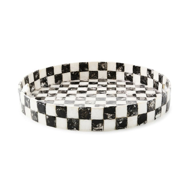 Courtly Check Capiz Round Tray