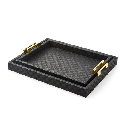 Black Faux Leather Large Tray