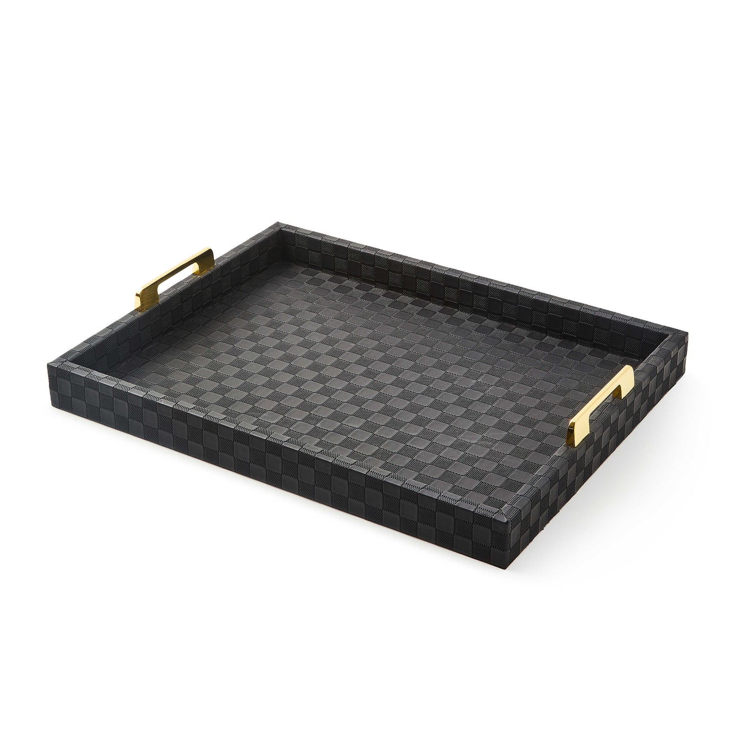 Black Faux Leather Large Tray