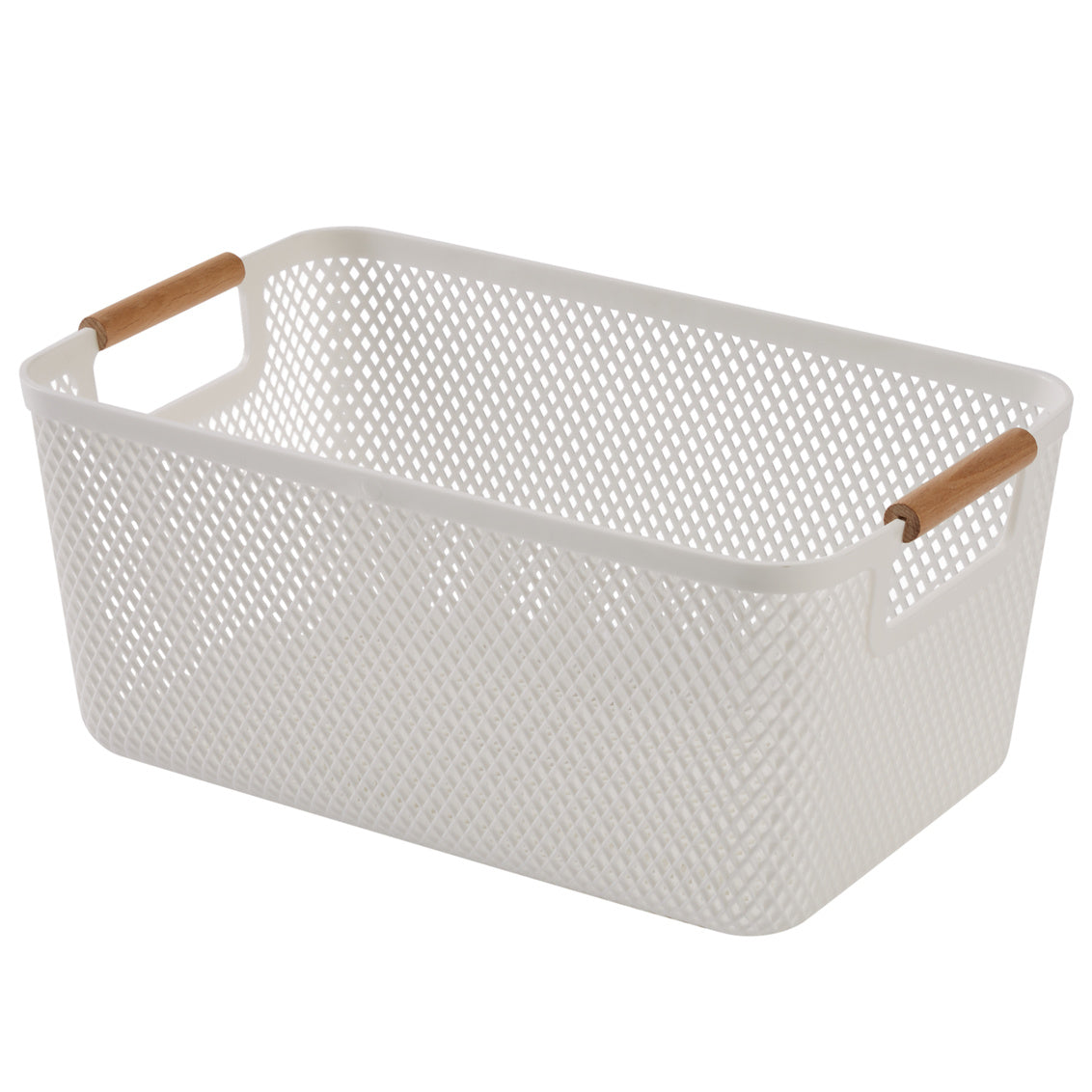N&T Malla PP Basket with Wooden Handle White Large
