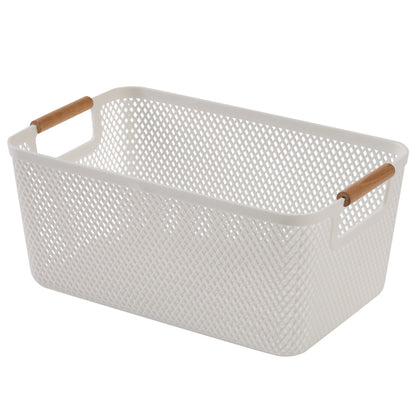 N&T Malla PP Basket with Wooden Handle White Large