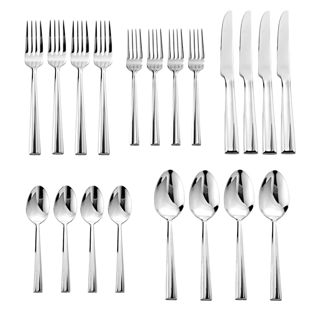 Plait Mirrored 18/0 Stainless Steel 20 Piece Flatware Set, Service For 4