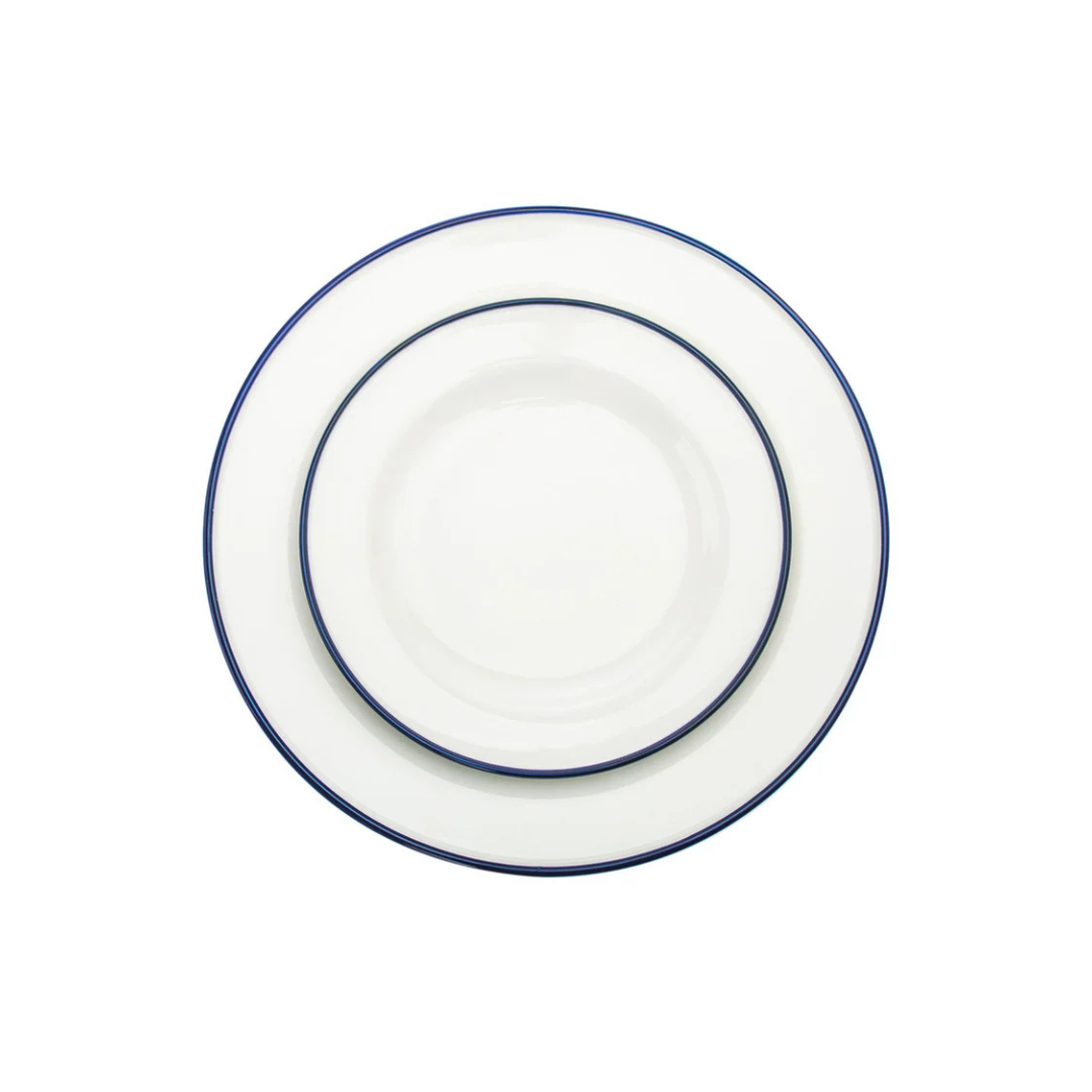 Bistro Blue Rim Porcelain 16 Piece