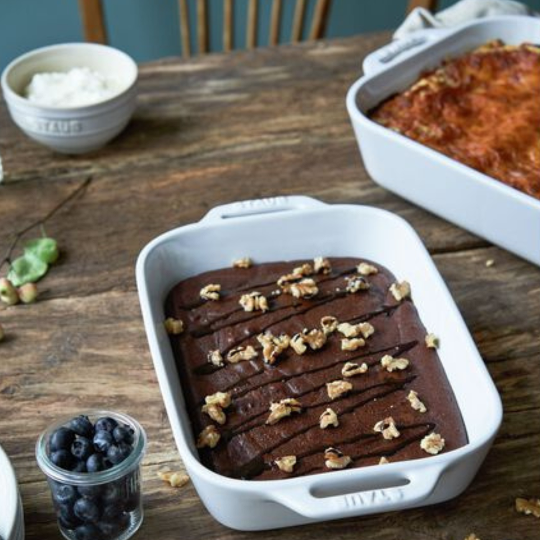 Staub Ceramic Rectangular Baking Dish 2 Piece Set - White