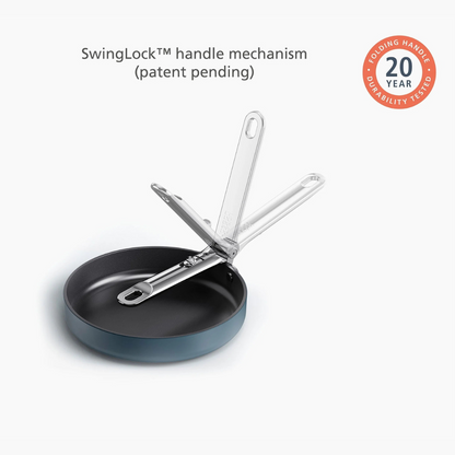 Space Folding Handle Ceramic Non-stick 20cm Blue Frying Pan