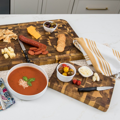 Acacia End Grain Chopping Block with Inset Handles