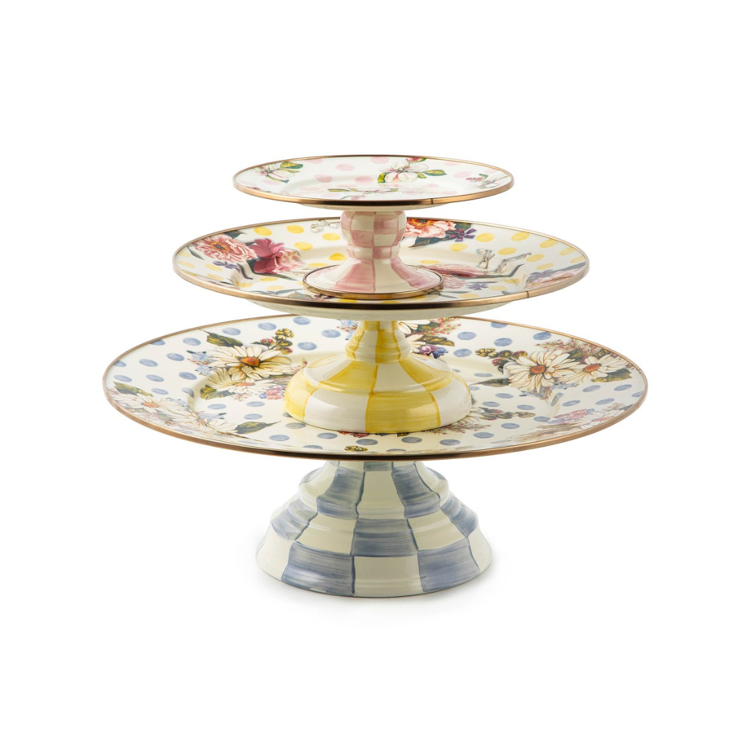 Wildflowers Pink Mini Pedestal Platter