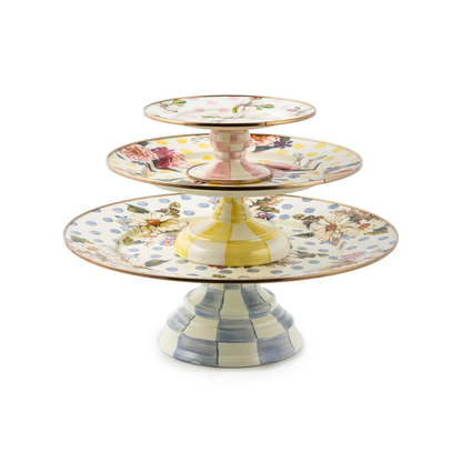 Wildflowers Pink Mini Pedestal Platter