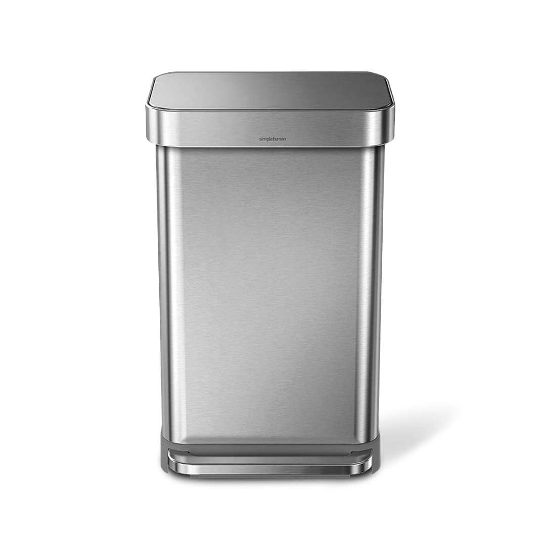 45L Rectangular Step Can, Brushed Stainless Steel