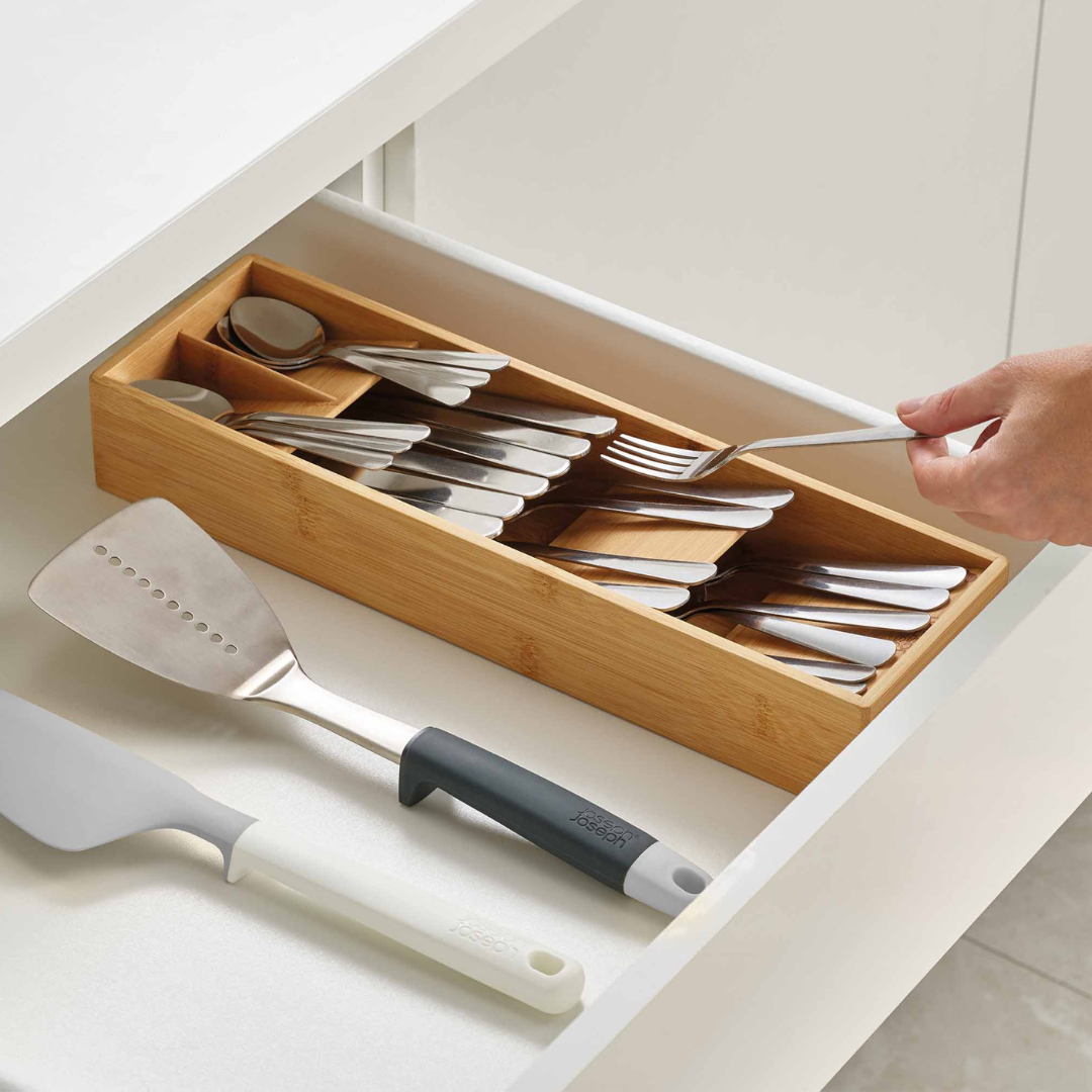 DrawerStore™ Bamboo Compact Cutlery Organizer