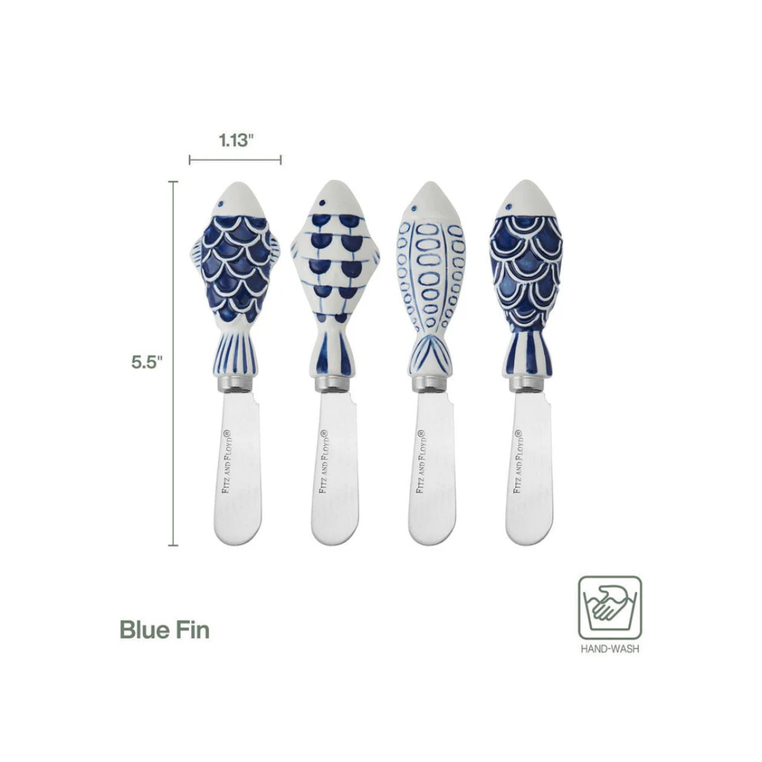 Set of 4 Blue Fin Spreaders, Assorted