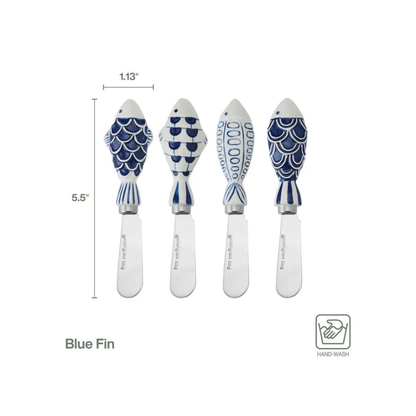 Set of 4 Blue Fin Spreaders, Assorted
