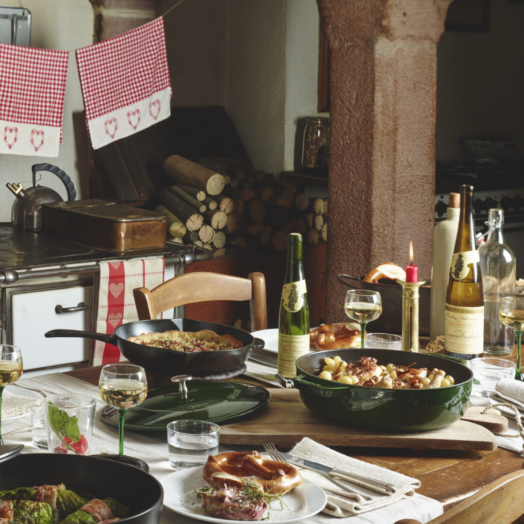 Braisers 11", Round Cast Iron Saute Pan - Basil-Green