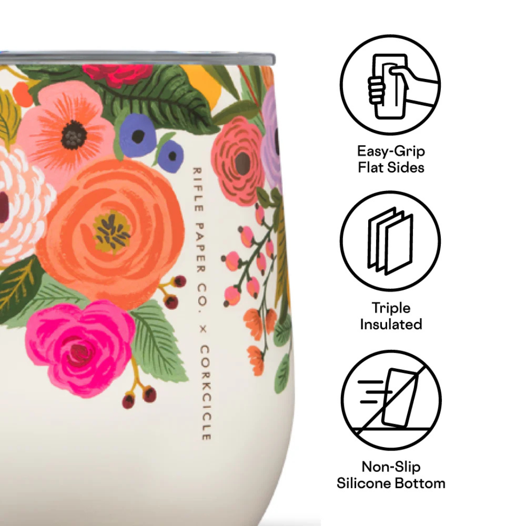 Stemless 12oz Rifle Paper Garden Party Cream