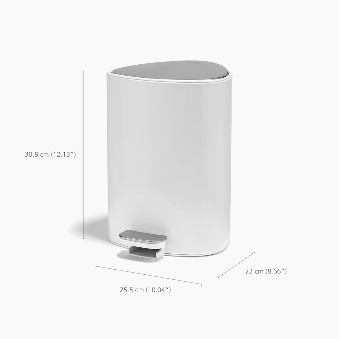 EasyStore™ 5L Gloss White Bathroom Pedal Bin