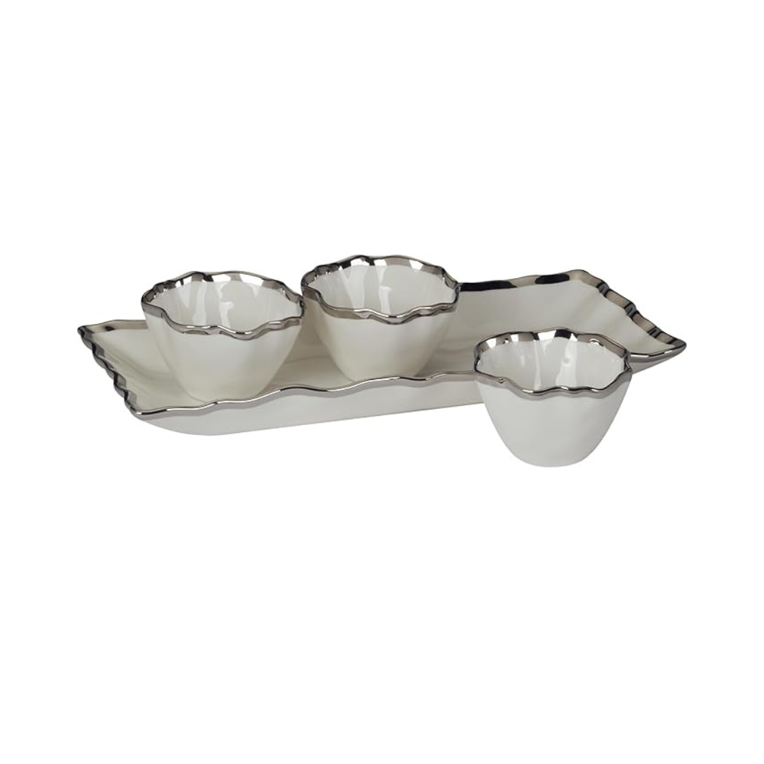 Regency Silver 4pc Tray And Condiment Bowls 14.25in X 6 in